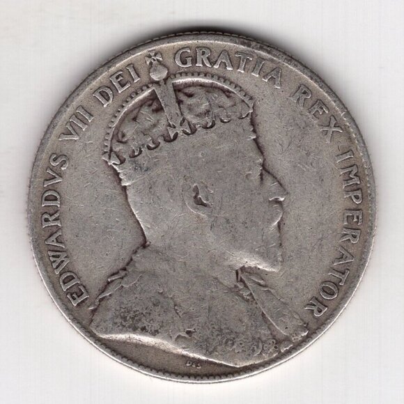 1904 NEWFOUNDLAND CANADA 50 CENT SILVER COIN - Picture 2 of 2